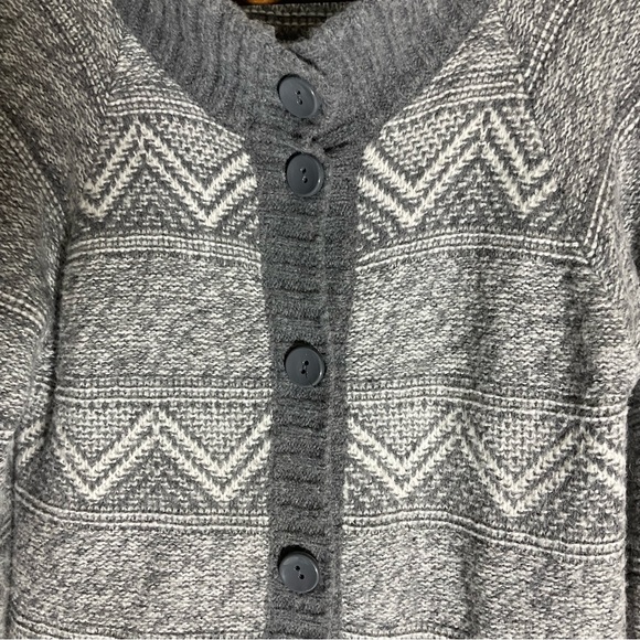 Maryline Italian Made Wool Blend Grey & White Tunic Length Button-Up Sweater LG - Picture 6 of 16